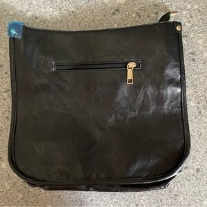 Ladies Black‎ Purse with Leopard Print Strap